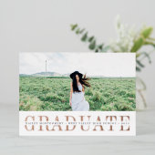 ホイルストライプ |写真卒業のお知らせ 箔招待状 (立ち正面)