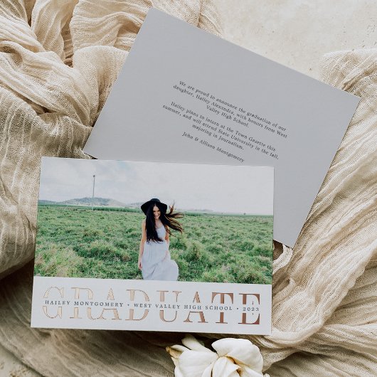 ホイルストライプ |写真卒業のお知らせ 箔招待状