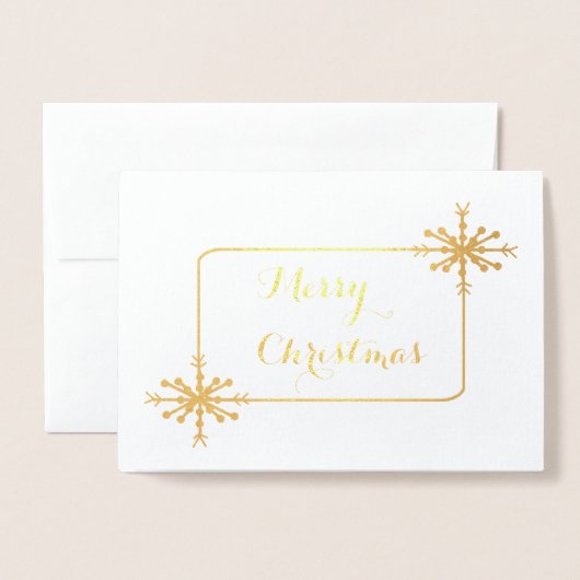 ホイルスノーフレークのクリスマスカード 箔カード (封筒付き正面)