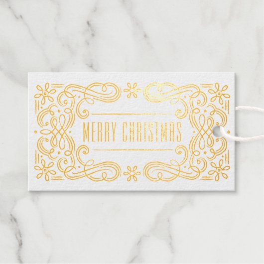 ホイルスノーフレークフローリッシュフレームホリデーギフトラベル ギフトタグ (正面 (横))