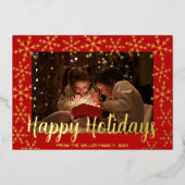 ホイルスノーフレーク幸せな休日フォトカード 箔シーズンカード (正面)