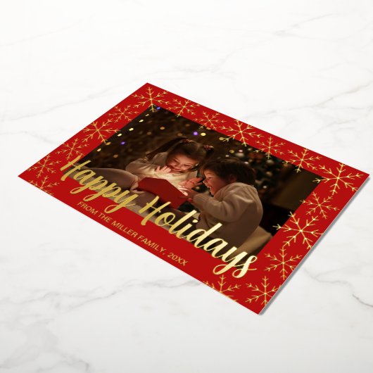 ホイルスノーフレーク幸せな休日フォトカード 箔シーズンカード (回転した状態)