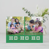 ホイルタイポグラフィホホホホホホホリデーカード – 緑 箔招待状 (立ち正面)