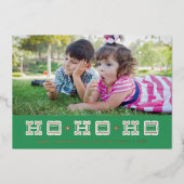 ホイルタイポグラフィホホホホホホホリデーカード – 緑 箔招待状 (正面)