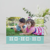 ホイルタイポグラフィホホホホホホホリデーカード – 青 箔招待状 (立ち正面)