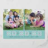 ホイルタイポグラフィホホホホホホホリデーカード – 青 箔招待状 (正面)