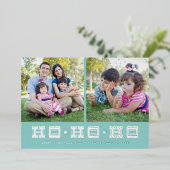 ホイルタイポグラフィホホホホホホホリデーカード – 青 箔招待状 (立ち正面)