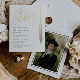 ホイルタッセルグラードパーティー卒業招待状カード 箔シーズンカード