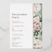 ホイルダスティーバラモダン金ゴールドフォト婚約パーティ 箔招待状 (正面)