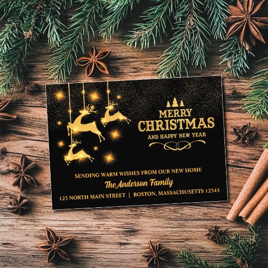 ホイルトナカイ移動アナウンスホリデーカード 箔シーズンカード