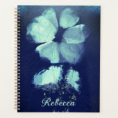 ホイルトルコイズフローラネイビーブルースクリプトモノグラム プランナー手帳 (正面)