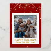 ホイルハッピーホリデーズクリスマスカーモダンド2枚の写真 箔シーズンカード (正面)