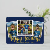 ホイルハッピーホリデーズクリスマスフォトカード 箔シーズンカード (立ち正面)