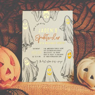 ホイルハロウィーン幽霊たちスプオクタキュラーバースデーパーティー 箔招待状