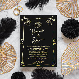 ホイルハンドドローフランスのドお洒落ドー結婚ル 箔シーズンカード