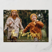 ホイルハンドレターファミリー名2フォトホリデー 箔シーズンカード (正面)