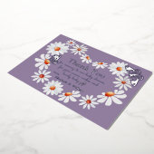 ホイルバタフライと水彩デイジーお礼を聞く 箔招待状 (回転した状態)