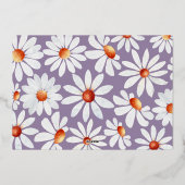 ホイルバタフライと水彩デイジーお礼を聞く 箔招待状 (裏面)