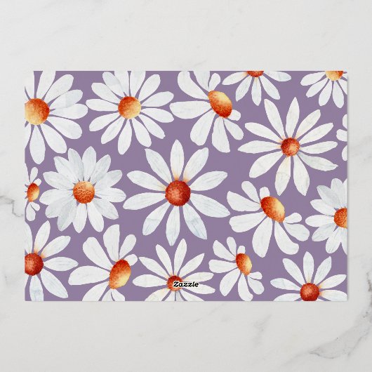 ホイルバタフライと水彩デイジーお礼を聞く 箔招待状 (裏面)