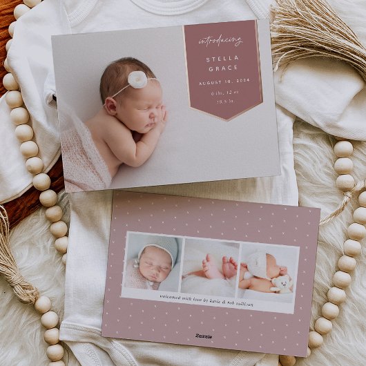 ホイルバナーオーバーレイ |写真の誕生のお知らせ 箔招待状