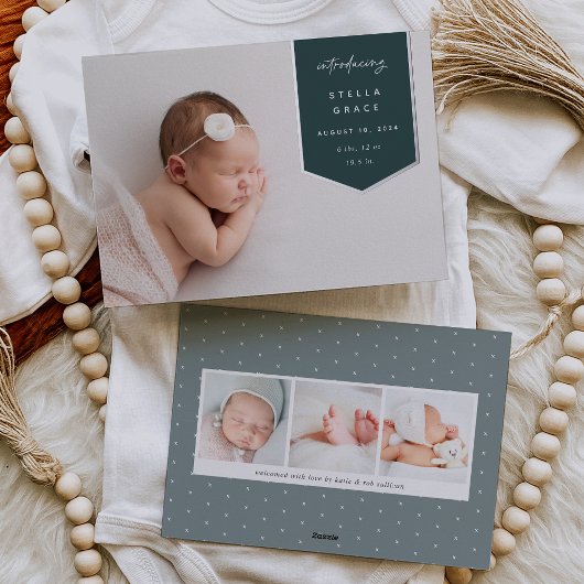 ホイルバナーオーバーレイ |写真の誕生のお知らせ 箔招待状