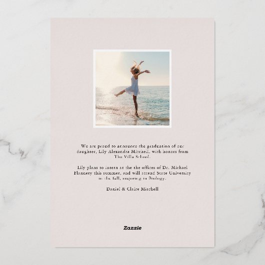 ホイルバナー |写真卒業のお知らせ 箔招待状 (裏面)