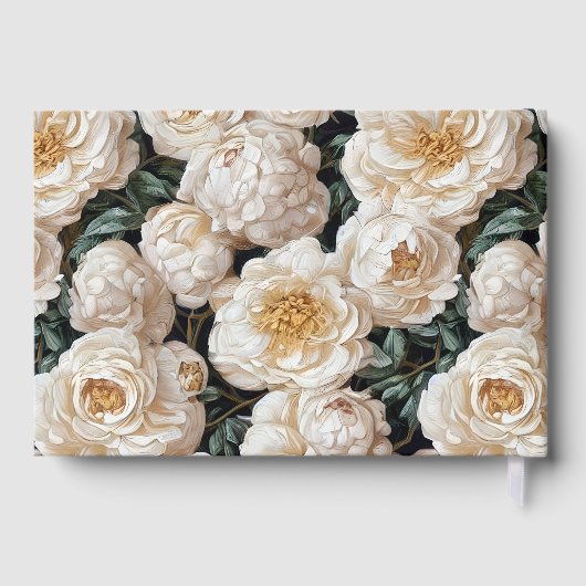 ホイルバラロココ花柄金ゴールド白結婚色 ゲストブック (裏面)