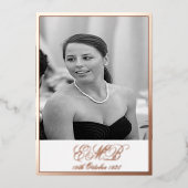 ホイルバラ金ゴールド90番目の誕生日エレガント写真 箔招待状 (正面)