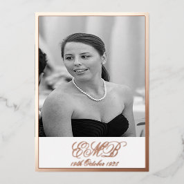 ホイルバラ金ゴールド90番目の誕生日エレガント写真 箔招待状