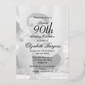 ホイルバラ金ゴールド90番目の誕生日エレガント写真 箔招待状 (裏面)