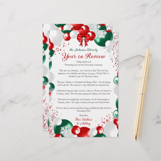 ホイルバルーンクリスマスレターテンプレート固定 便箋 (正面/裏面インサイチュ)