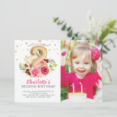 ホイルバルーンフォト2nd誕生日招待状 招待状 (スタンド正面)