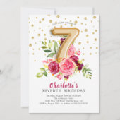 ホイルバルーンフローラ7th誕生日招待状 招待状 (正面)