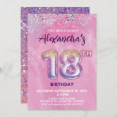 ホイルバルーン18誕生日招待状 招待状 (正面/裏面)