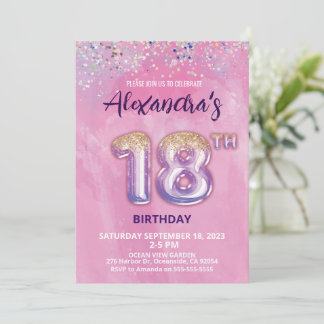 ホイルバルーン18誕生日招待状 招待状