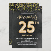 ホイルバルーン25番目の誕生日招待状 招待状 (正面/裏面)