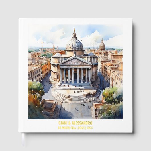 ホイルパンテオン水カラーローマ結婚のカップル ゲストブック (正面)