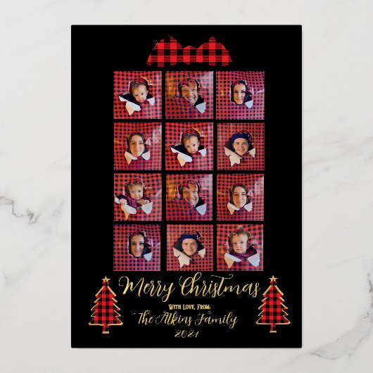 ホイルパーソナライズされたクリスマスカードギフトボックス 箔シーズンカード (正面)