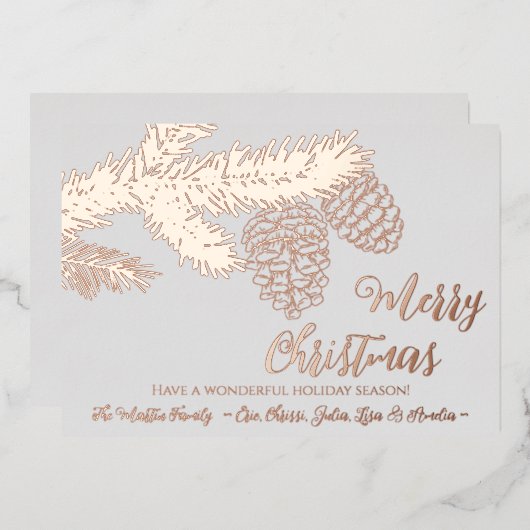 ホイルパーソナライズされたメリークリスマスカード(ピネコン付) 箔シーズンカード (正面/裏面)