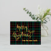ホイルパーソナライズされたメリークリスマスタータンチェックホイルホリ 箔シーズンポストカード (立ち正面)