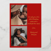 ホイルパーソナライズされた実在ジョイ家族のクリスマスフォト 箔シーズンカード (裏面)