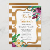 ホイルフェイクと花ベビーシャワー招待状 招待状 (正面/裏面)