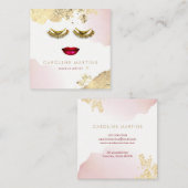 ホイルフェイクウォーター色赤面黄金まつ スクエア名刺 (正面/裏面)