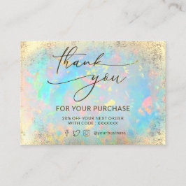 ホイルフェイクオパール背景サンキューカード 名刺