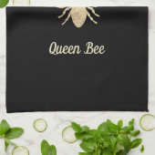 ホイルフェイククイーンビー黒 キッチンタオル (折り畳み)