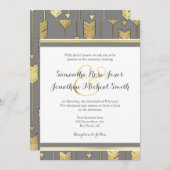 ホイルフェイクゴールデンアローズグレー結婚式招待状 招待状 (正面/裏面)