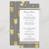 ホイルフェイクゴールデンアローズ灰色スリムディナーメニュー メニュー (正面/裏面)