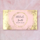 ホイルフェイクサークルピンク色の金ゴールド 名刺