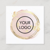 ホイルフェイクサーピンクの水色 スクエア名刺 (正面)