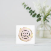 ホイルフェイクサーピンクの水色 スクエア名刺 (スタンド正面)